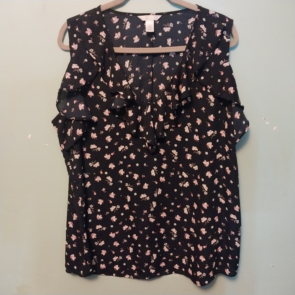 Floral sleeveless blouse 2xl